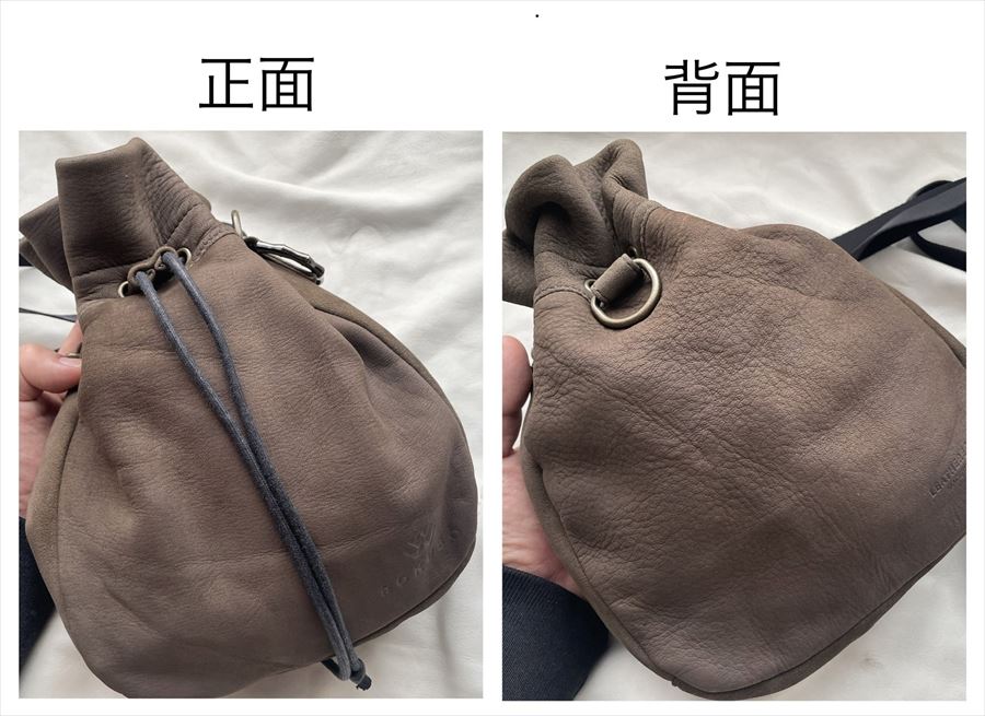 天然エゾ鹿革の巾着ミニショルダーバッグ